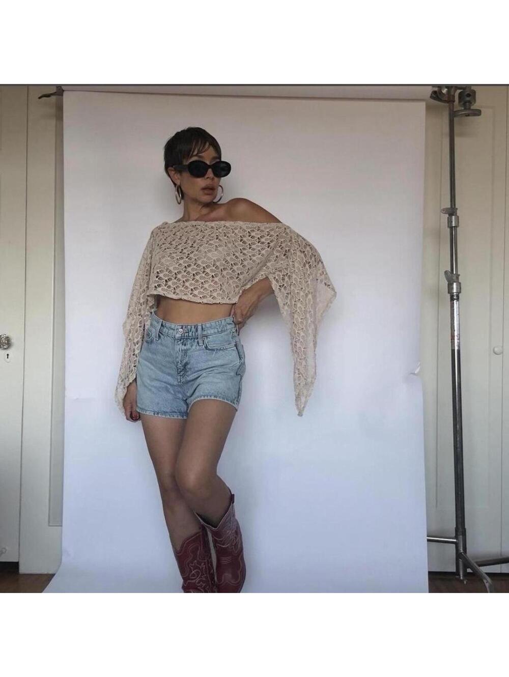 Vintage White lace shawl style top